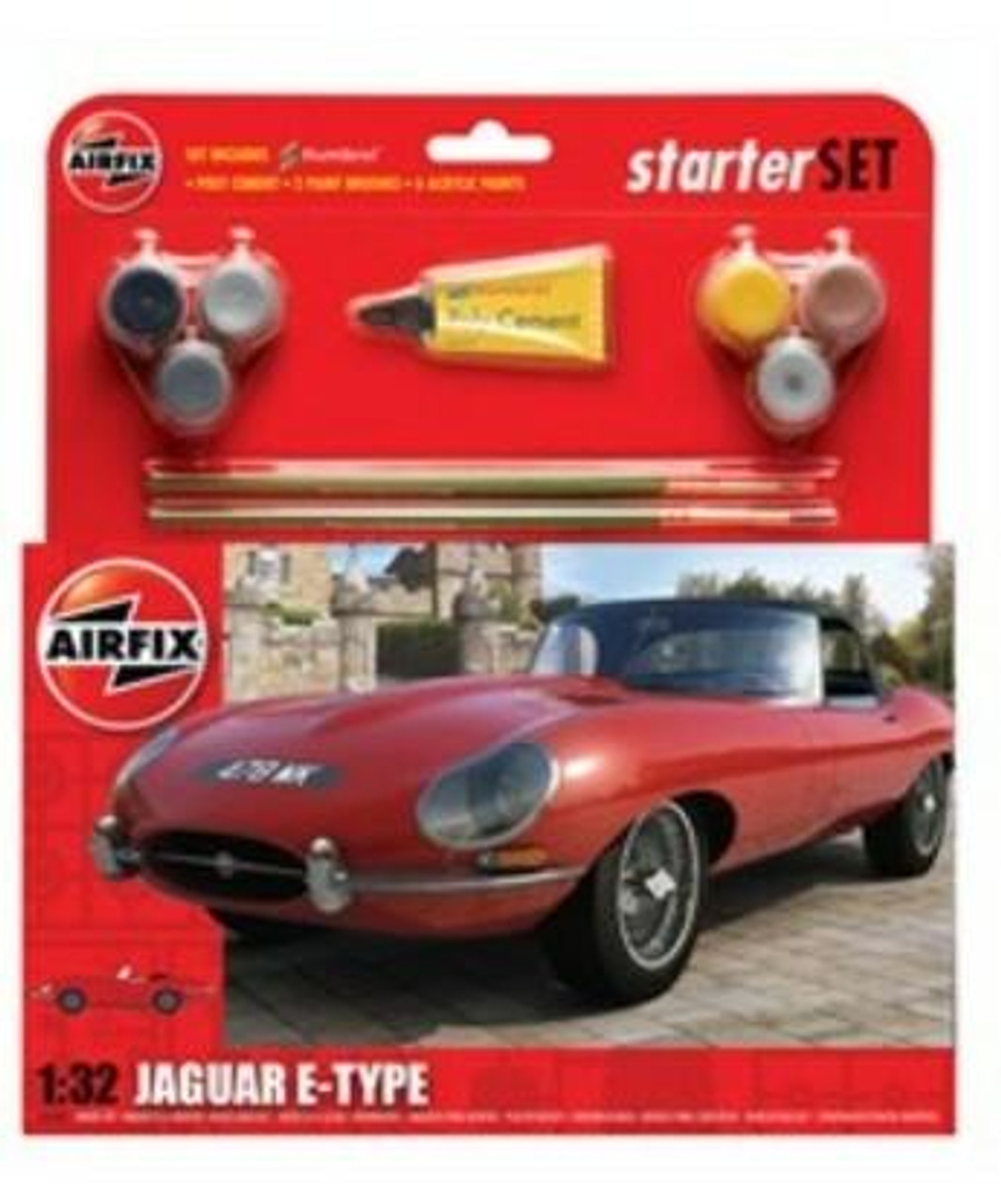 Jaguar E-Type Car Small Starter Set w/paint & glue 1/43 Airfix Models