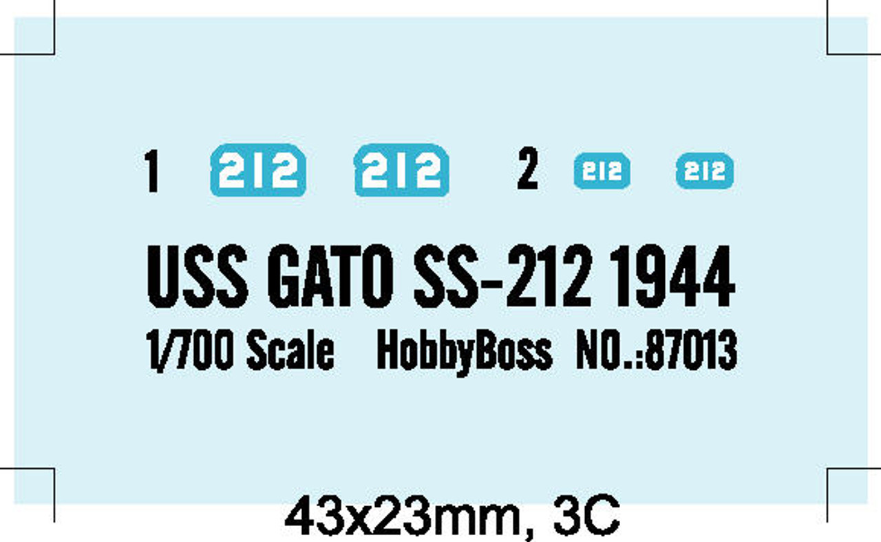 HBB87013 1/700 HobbyBoss USS Gato SS-212 1943 Plastic Model Kit MMD Squadron
