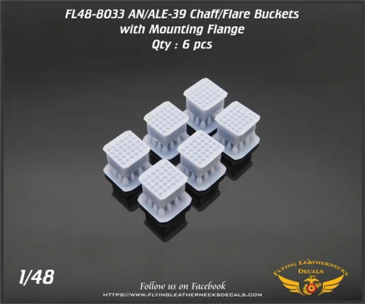 FLN-48-8033 1/48 Flying Leathernecks AN/ALE-39 Chaff/Flare buckets with flange MMD Squadron