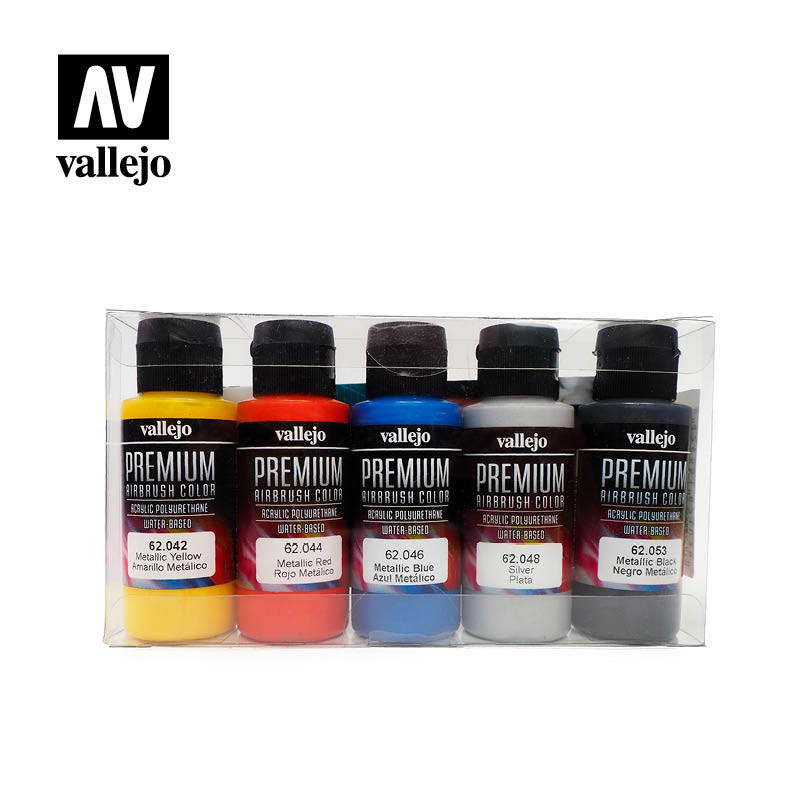 Vallejo Paint 60ml Bottle Metallic Premium Paint Set (5 Colors