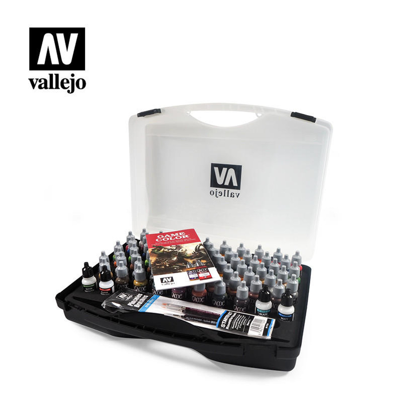 Paint: Vallejo - Paint Sets Set: Intro 8 Colors with 2 Brushes and Figure -  Tower of Games