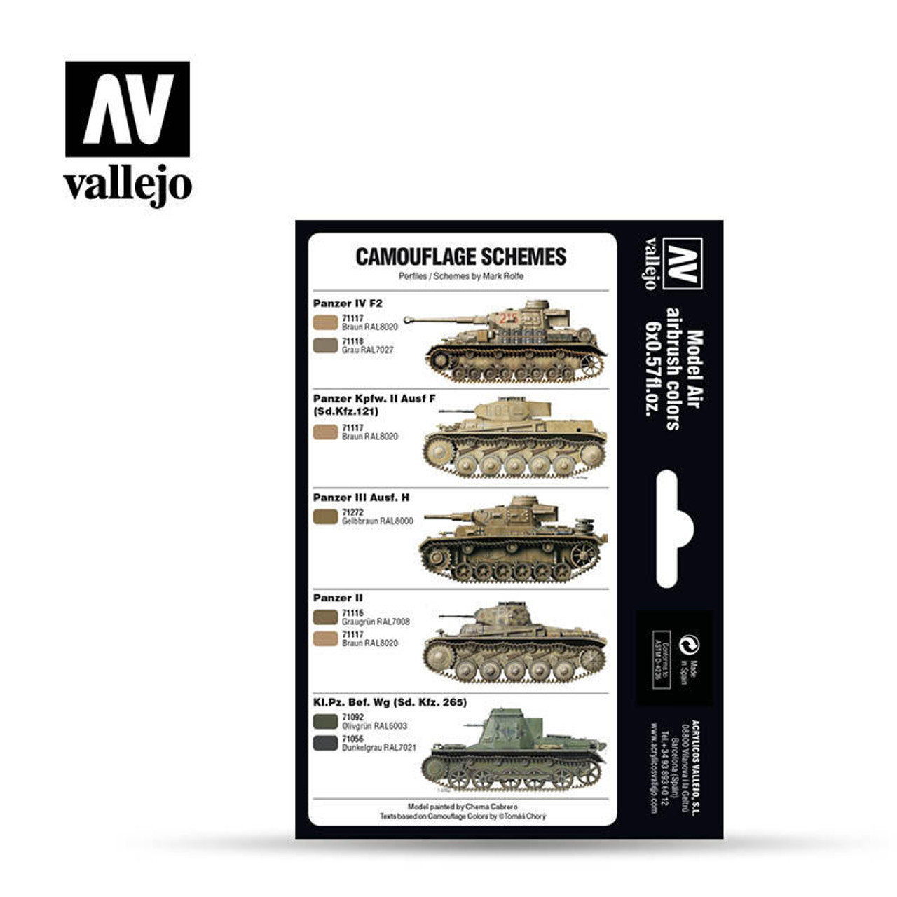Vallejo Air Color: French Camo Colors Pre-War & WWII - 8 Acrylic colors 17  ml VALLEJO AV71644