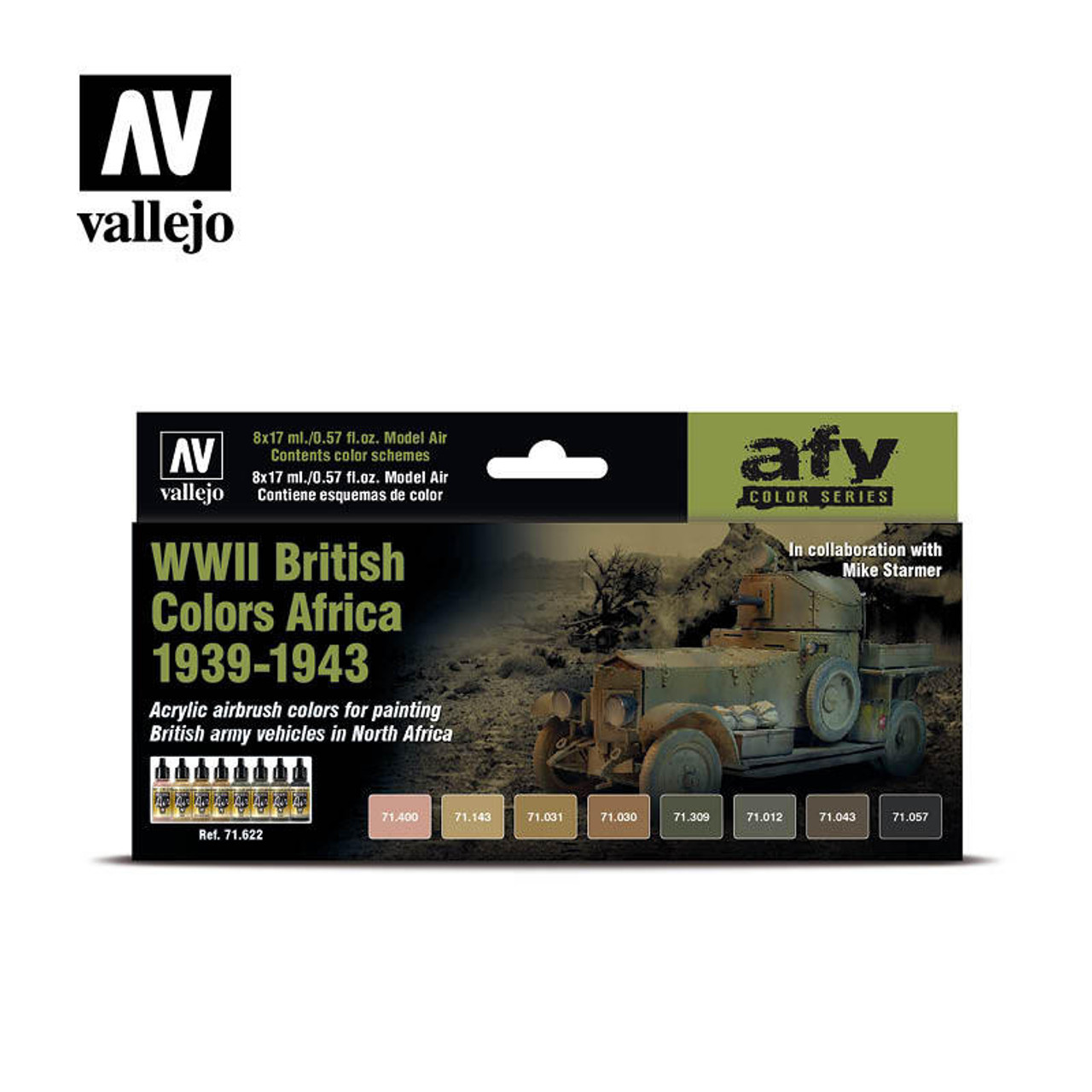 Vallejo Paint 17ml Bottle WWII British Africa 1939-1943 Model Air AFV Paint  Set (8 Colors) 