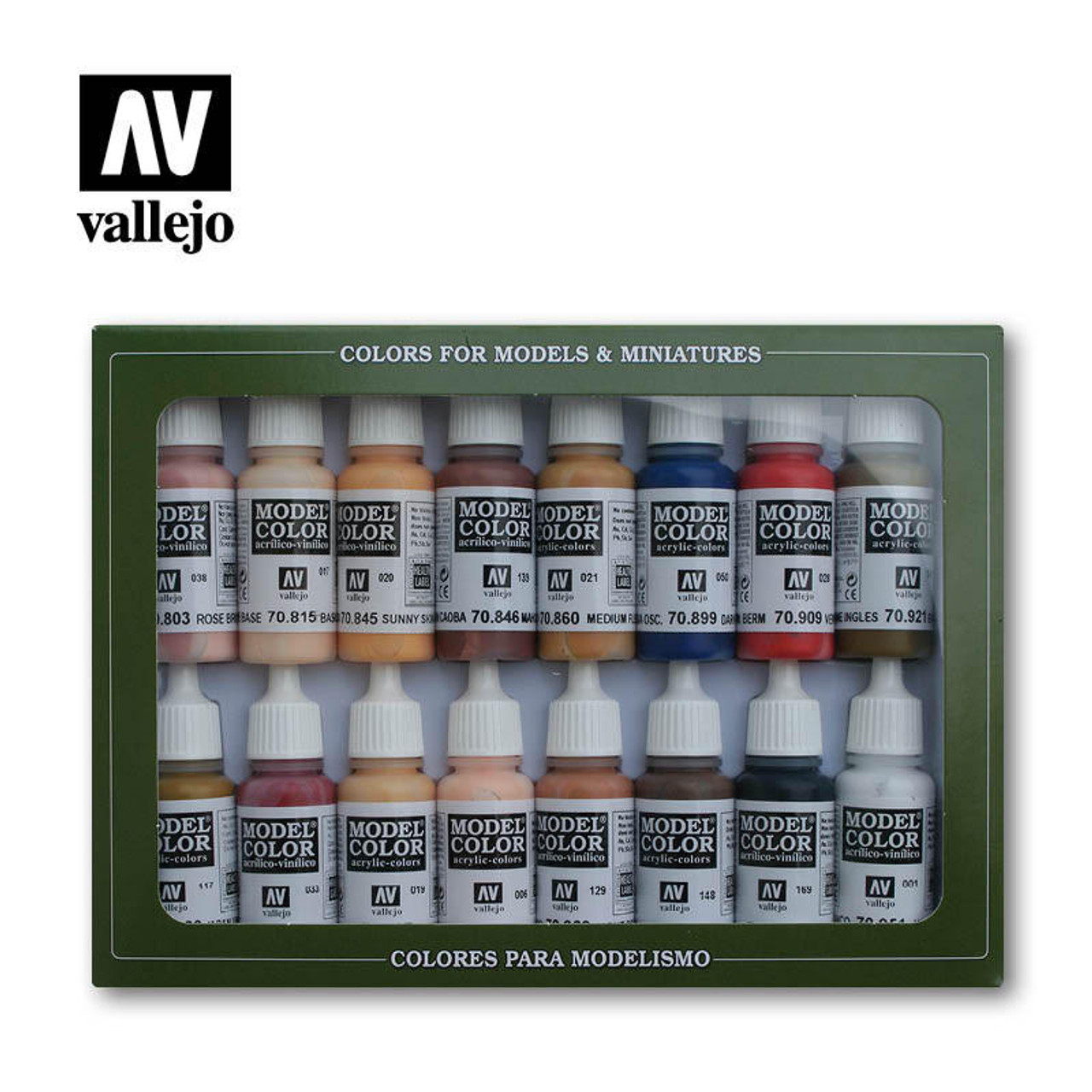 Vallejo Paint 17ml Bottle Face & Skin Tones Model Color Paint Set (16  Colors) 