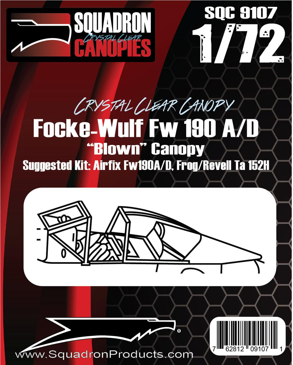 1/72 Squadron Crystal Clear Canopy - Focke Wulf Fw 190A/D blown