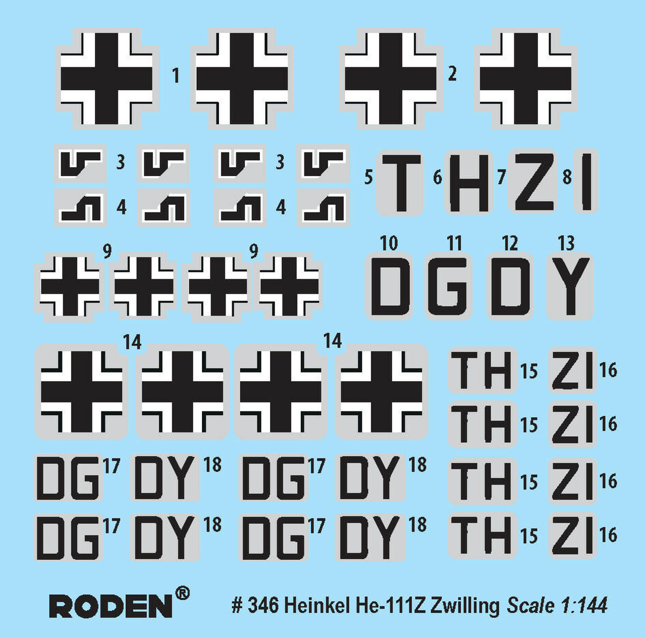 ROD346 1/144 Roden WWII Heinkel He111Z1 Zwilling Aircraft Plastic Model Kit MMD Squadron