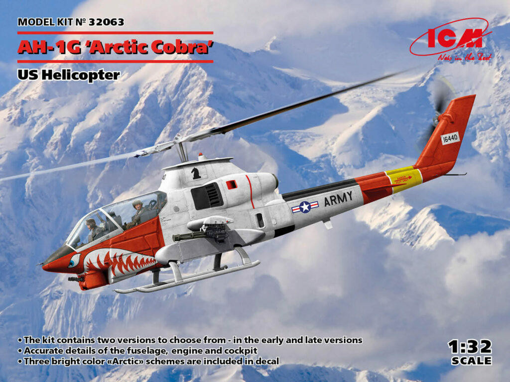 1/32 ICM AH-1G Arctic Cobra Helicopter Model Kit - Squadron.com