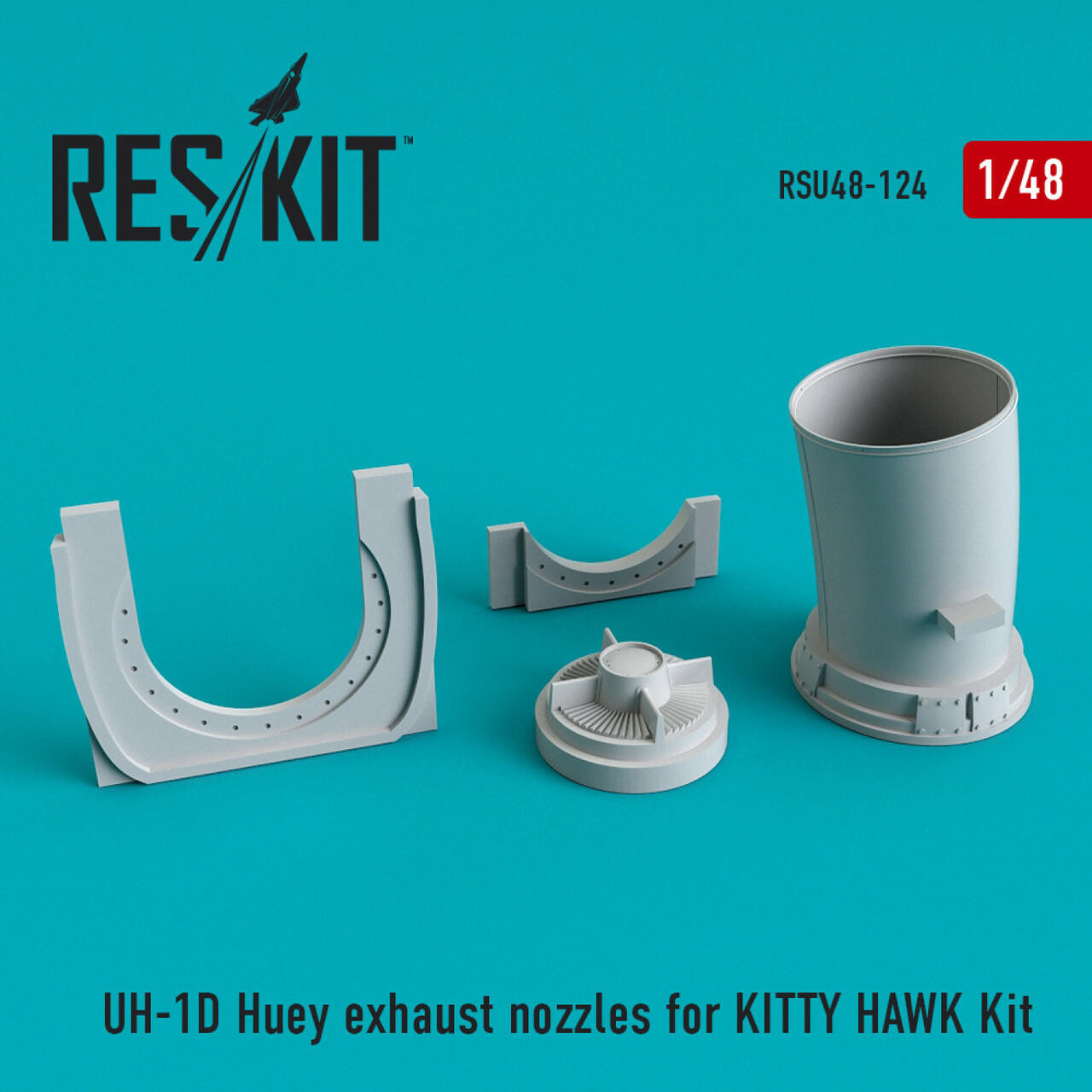 RES-RSU48-0124 1/48 Reskit UH-1D Huey exhaust nozzles for KITTY HAWK Kit 1/48 MMD Squadron