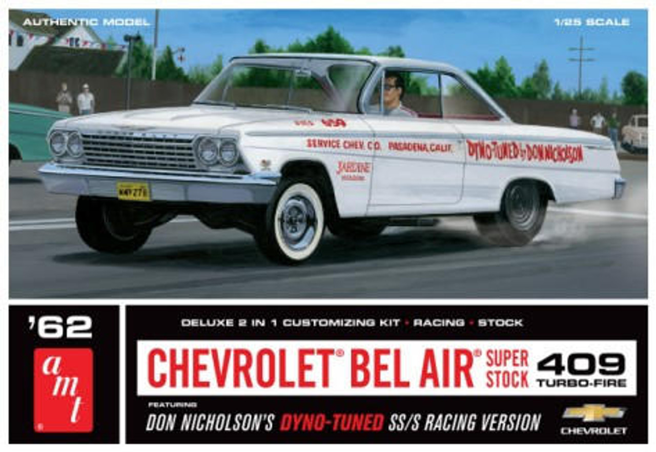 AMT1283 1/25 AMT 1962 Chevy Bel Air Don Nicholson Super Stock Race Car 2 in 1 MMD Squadron
