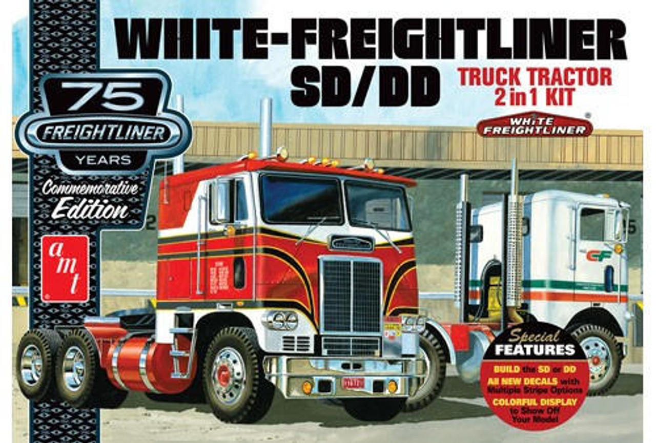 1/25 AMT White Freightliner SD/DD Tractor Cab 75th Anniversary (2 in 1)