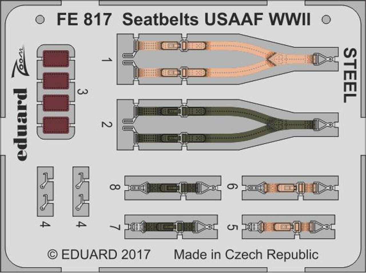 EDUFE817 1/48 Eduard Seatbelts USAAF WWII STEEL Photo Etch MMD Squadron
