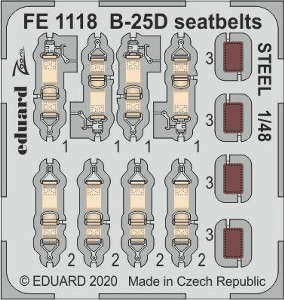 EDUFE1118 1/48 Eduard B-25D seatbelts STEEL Photo Etch for Revell MMD Squadron