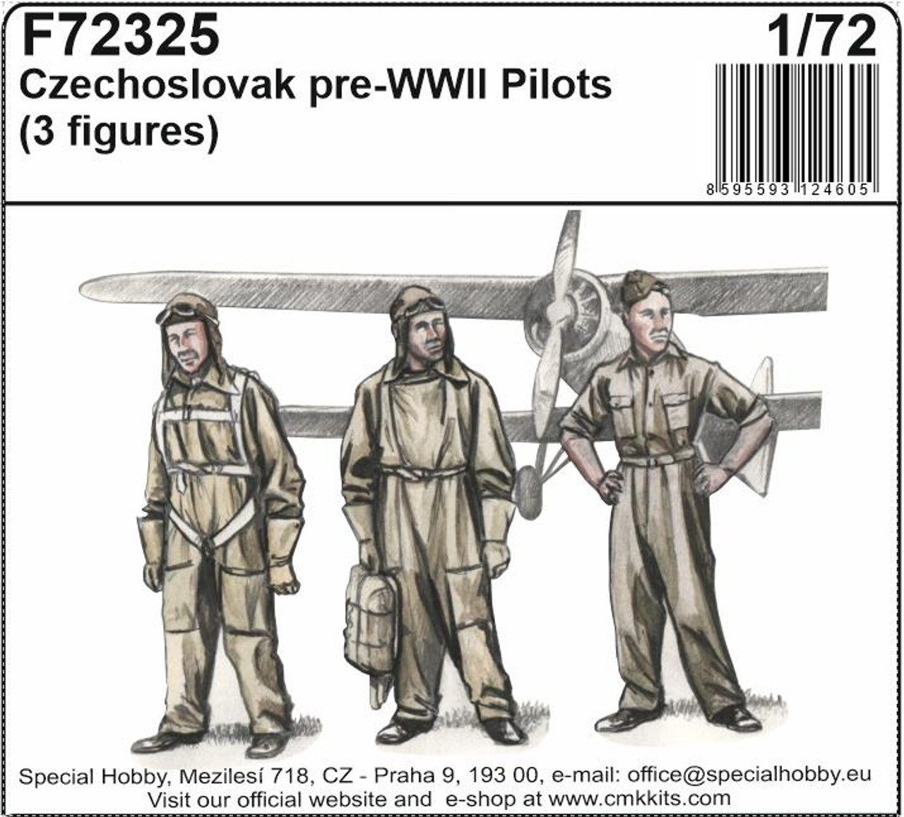 CMK-129-F72325 1/72 CMK Czechoslovak pre-WWII pilots 3 fig Resin Figure Model Kit MMD Squadron