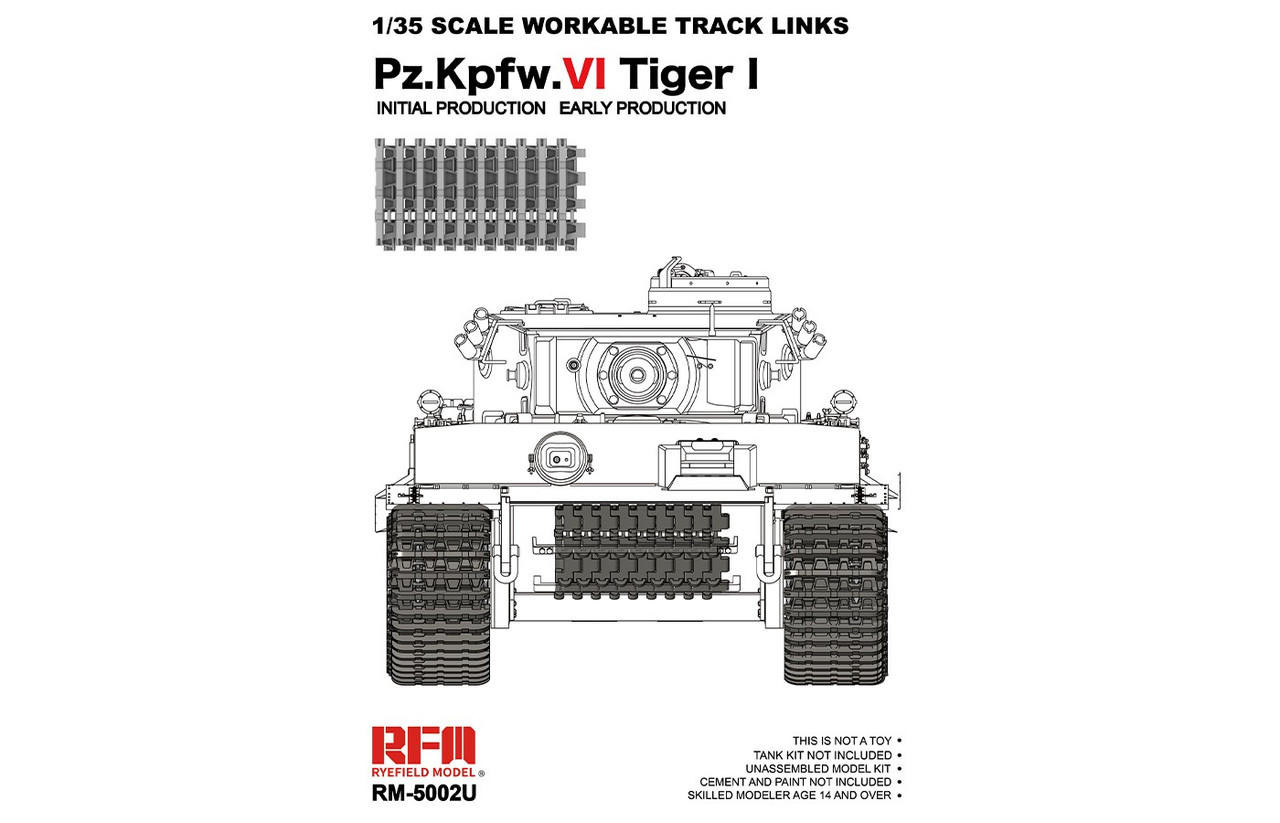 RYE5002U 1/35 Ryefield Model Workable track links for Tiger I early MMD Squadron