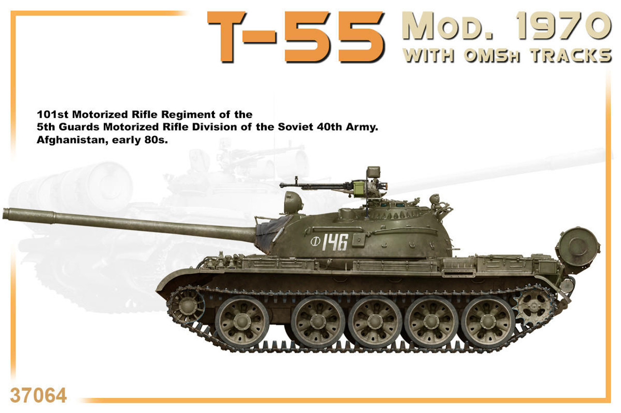 1/35 Miniart T-55 Mod 1970 w/ OMSH Tracks - FreeTimeHobbies.com