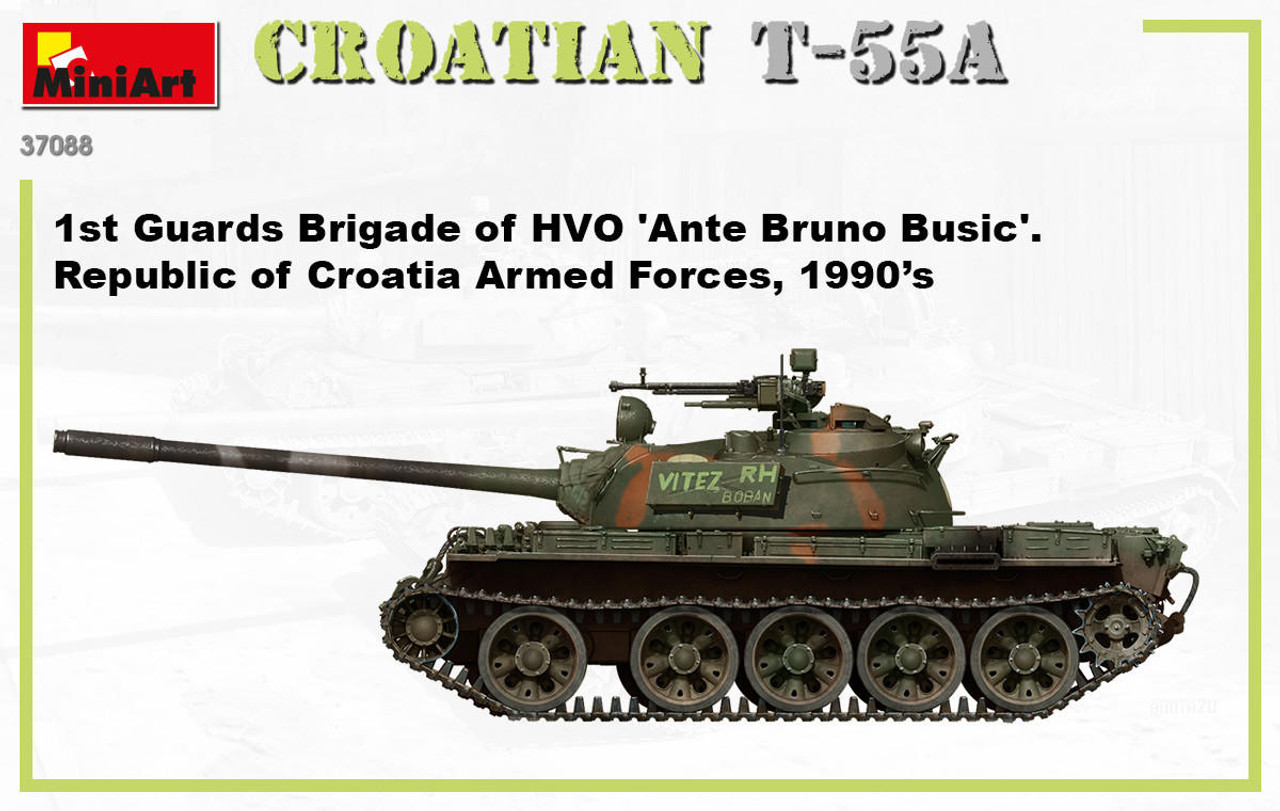MIN37088 1/35 Miniart Croatian T-55A Tank Plastic Model Kit MMD Squadron