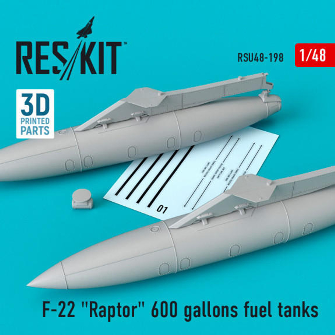 1/48 Reskit F-22 600 gallons fuel tanks - FreeTimeHobbies.com