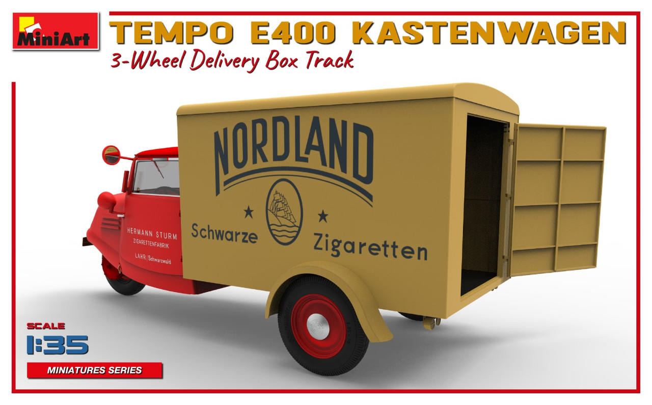 1/35 Miniart Tempo E400 Kastenwagen 3-Wheel Delivery Box Truck 