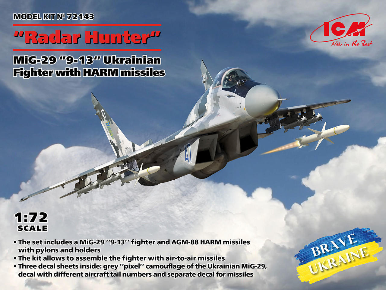 1/72 ICM MiG-29 9-13 Ukrainian Fighter with HARM missiles