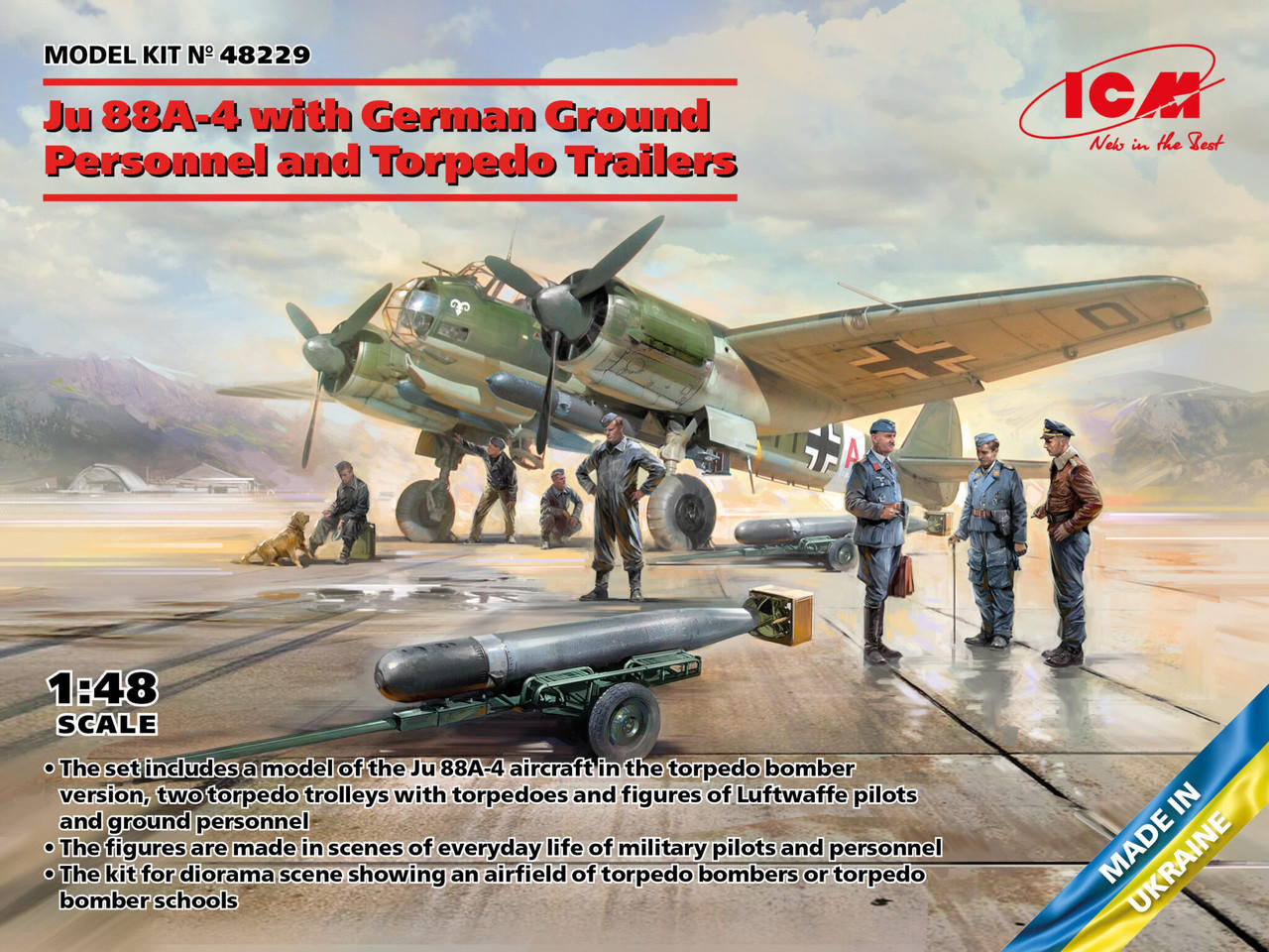 ICM Ju 88A-4/Torp WWIIドイツ魚雷機 1:48 icm48229-148-icm-ju-88a-4-with