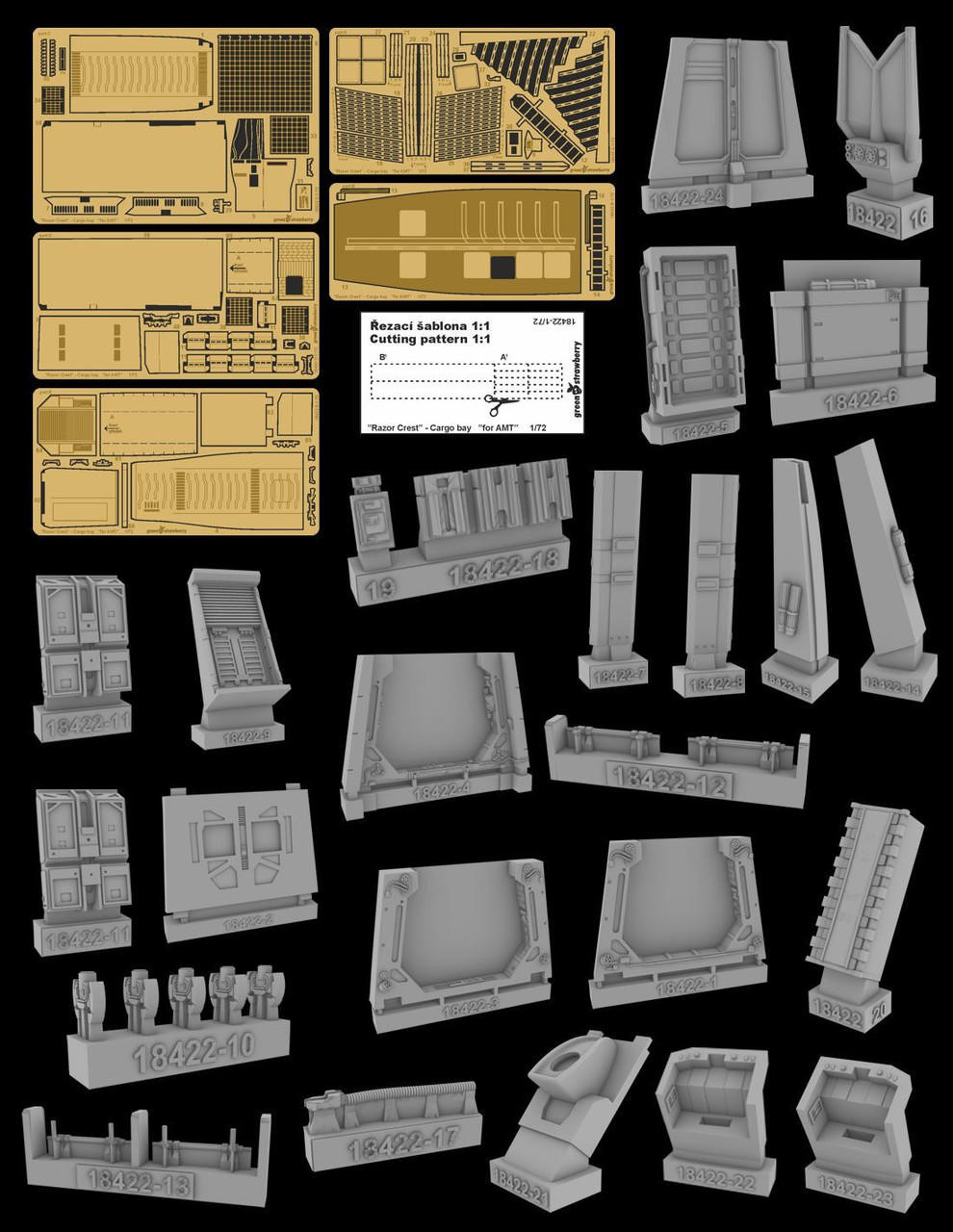 1/72 Green Strawberry Star Wars Razor Crest - Cargo Bay Photo Etch