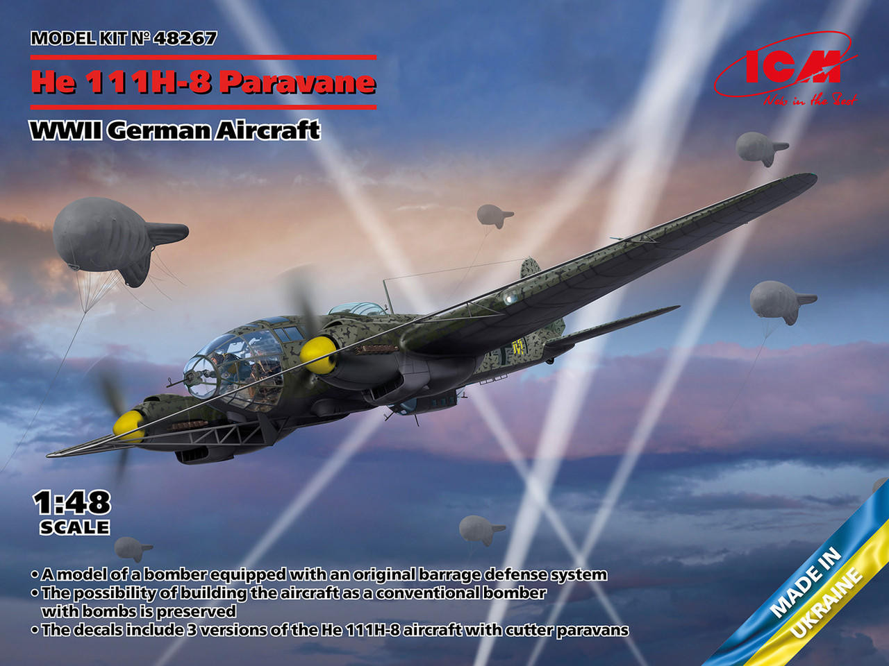 1/48 ICM He 111H-8 Paravane WWII German Aircraft