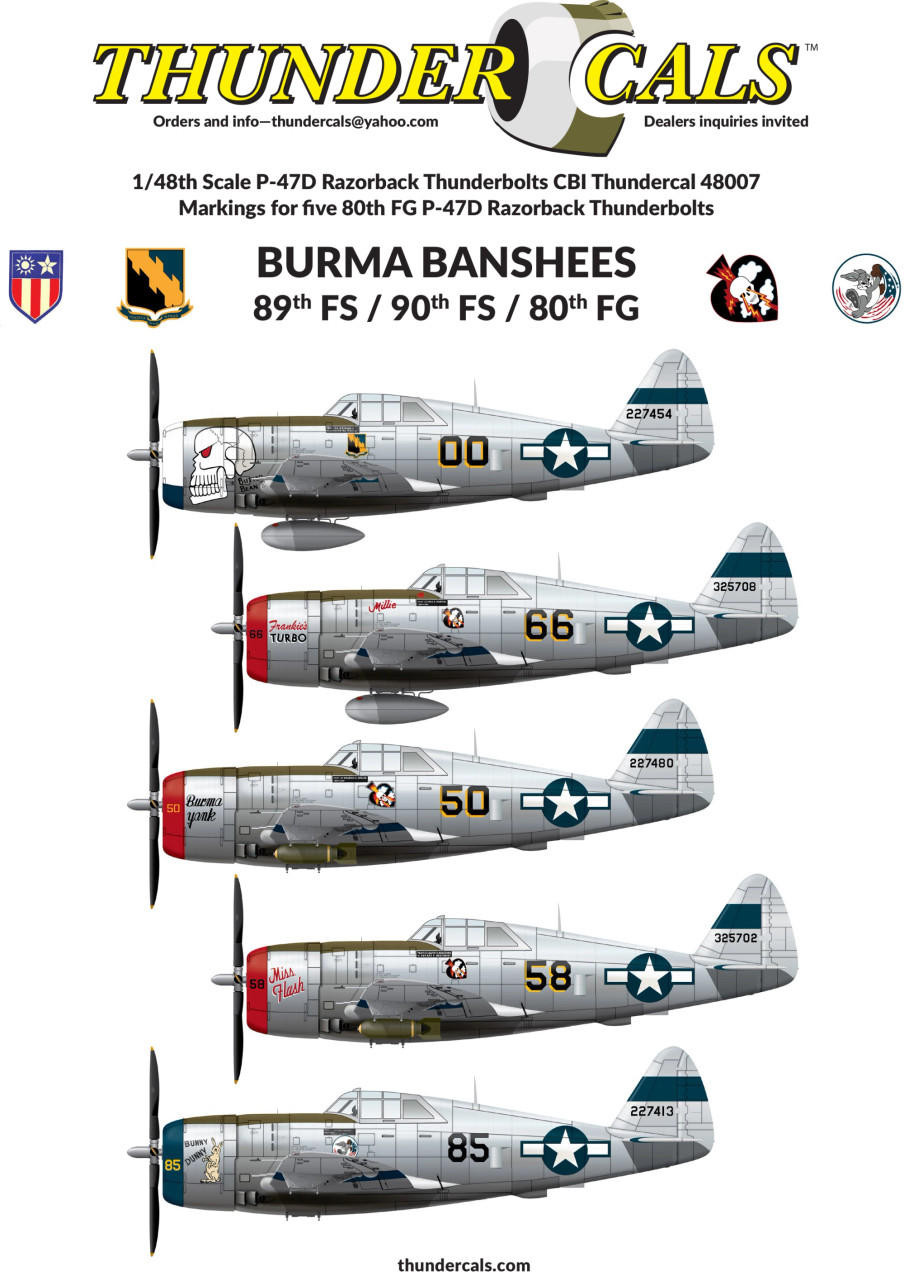 TCA48007 1/48 Thundercals Burma Banshees 89th FS / 90th FS /80th FG  MMD Squadron
