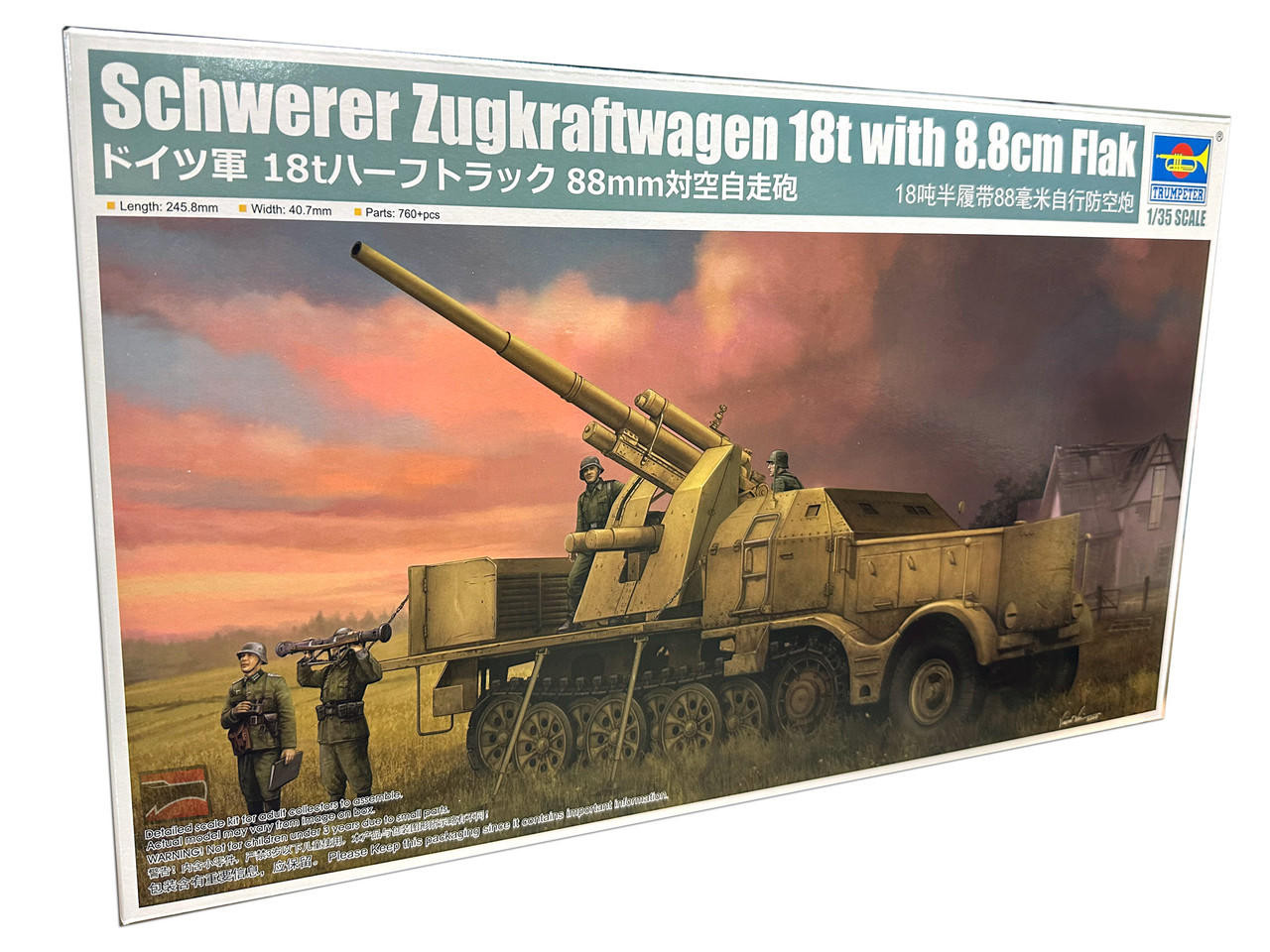 1/35 Trumpeter 18-Ton Halftrack w/8.8cm Flak Gun Plastic Model Kit