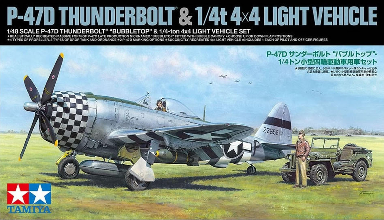 1/48 Tamiya P-47D Thunderbolt Bubbletop & Jeep 