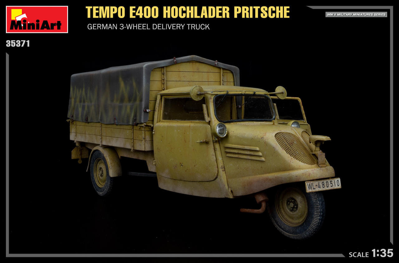 1/35 Miniart Tempo E400 Hochlader Pritsche. German 3-Wheel Delivery Truck 