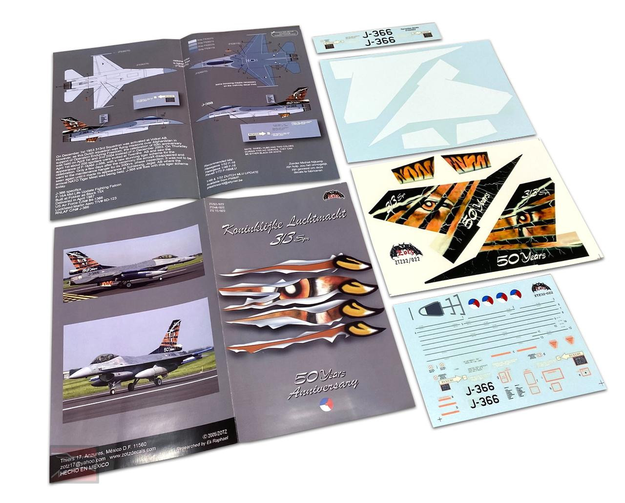 1/32 Zotz Decals F-16 Falcon Dutch NATO Tiger 50 year Anniversary