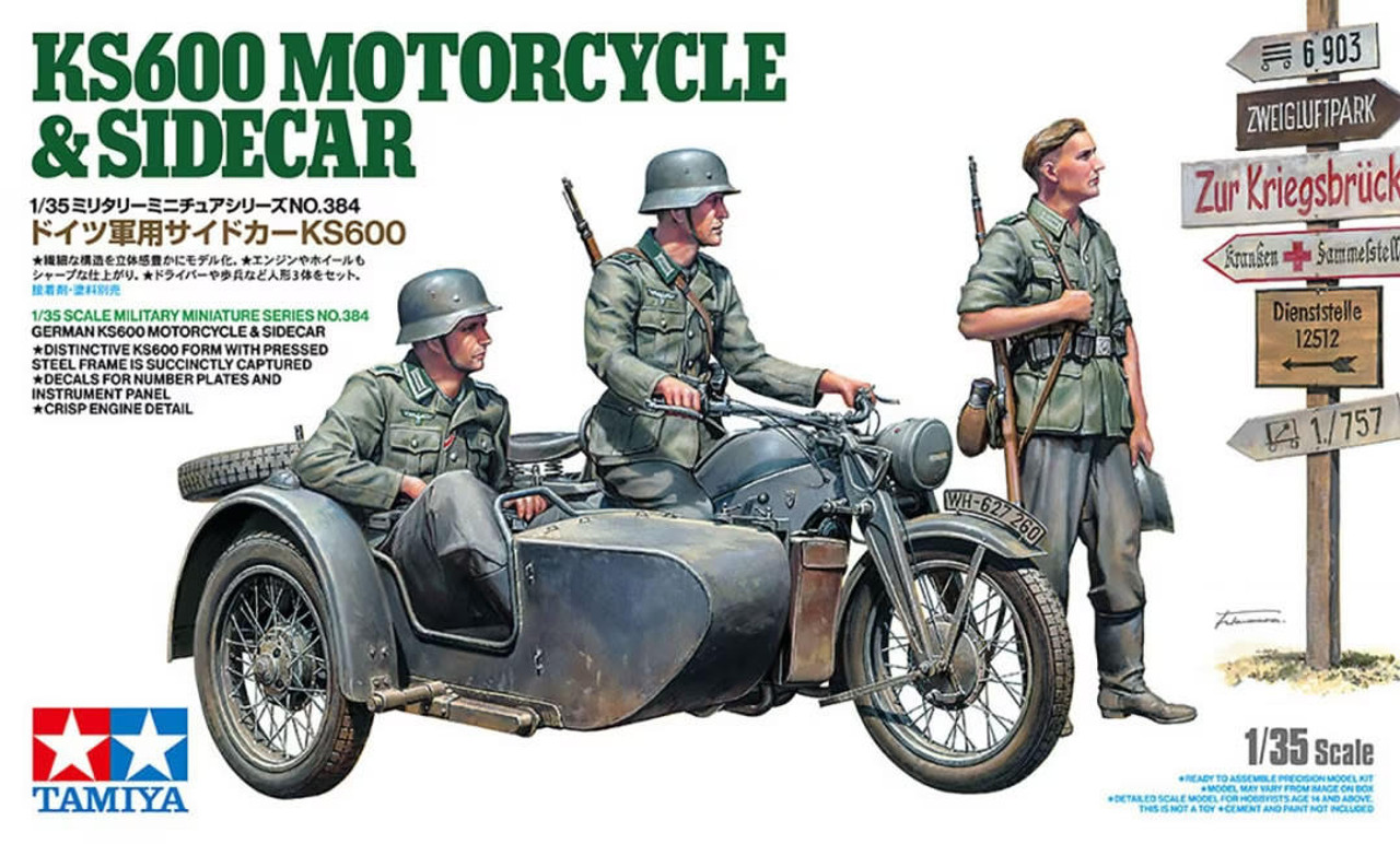 1/35 Tamiya German Motorcycle KS600 & Sidecar Plastic Model