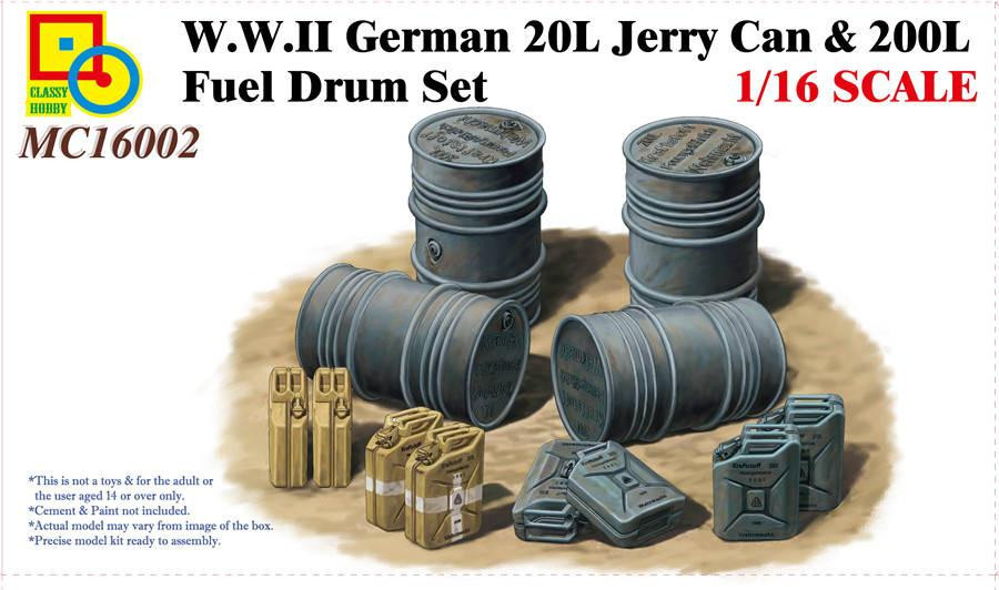 1/16 Classy Hobby WWII German 20L Jerry Can & 200L Fuel Drum Set