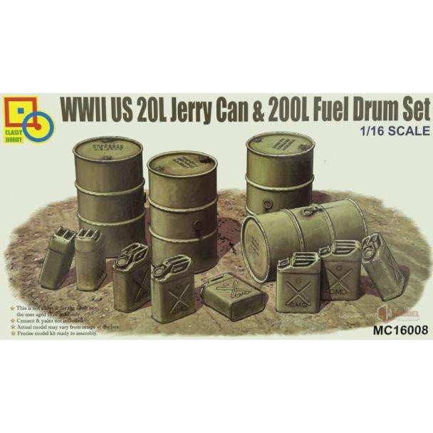 1/16 Classy Hobby WWII US 20L Jerry Can & 200L Fuel Drum Set