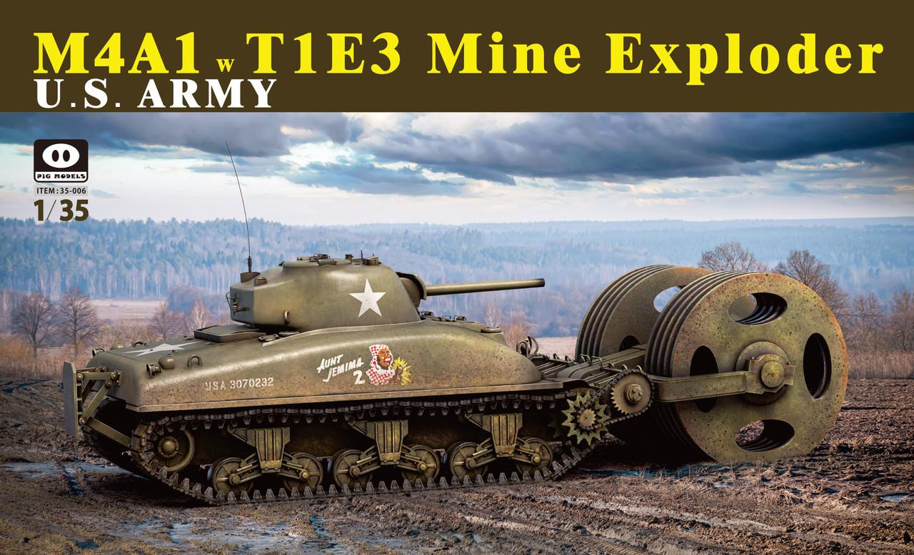 1/35 Pig Models M4A1 Sherman w/ T1E3 US Army Mine Exploder Plastic