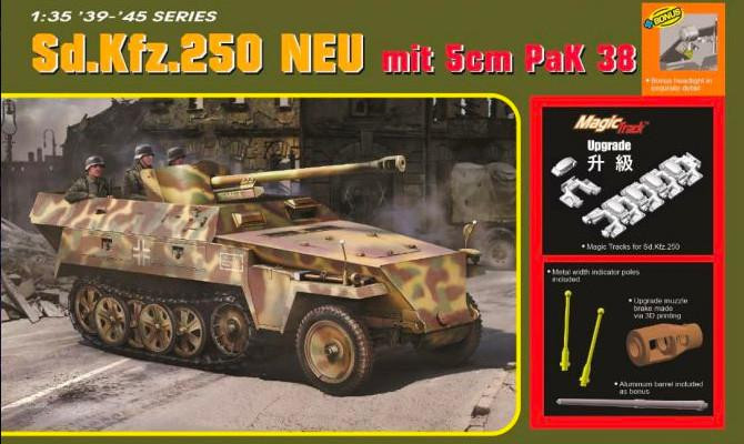 鉄道模型 UDma23ki 1/35 Dragon Sd.Kfz.250 NEU mit 5cm PaK 38 Plastic Model Kit