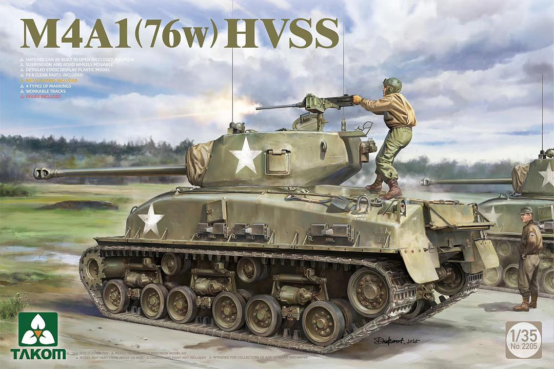1/35 Takom M4A1 76(w) HVSS Sherman Plastic Model Kit - Squadron.com