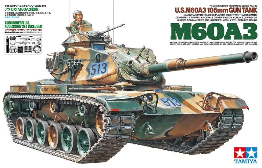1/35 Tamiya US M60A3 105mm Gun Tank Plastic Model Kit - Squadron.com