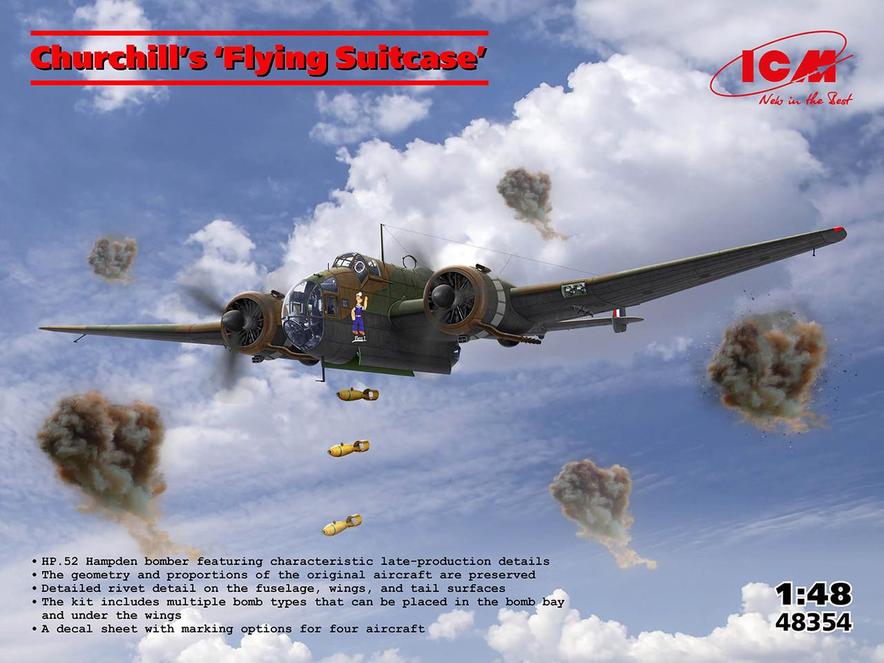 1/48 ICM Churchill's Flying Suitcase HP.52 Hampden Bomber Plastic