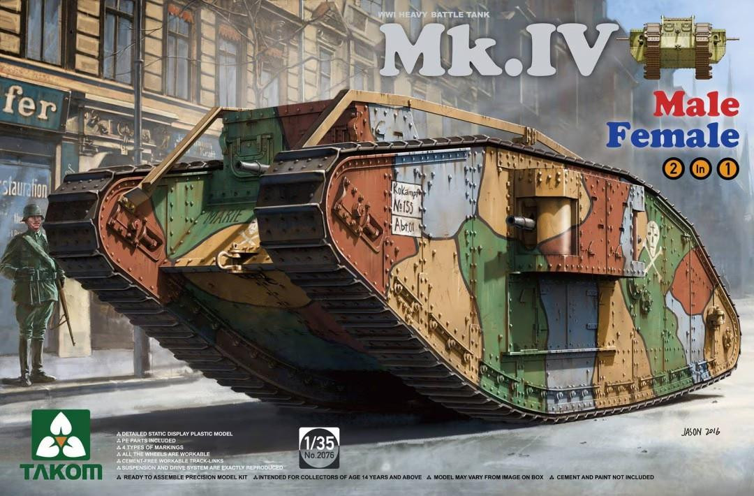 [未開封]TAKOM 1/35 Mk.IV Male Female 2in1 1/35 Takom Mk.IV Male/Female 2in1 WWI Tank Plastic Model Kit
