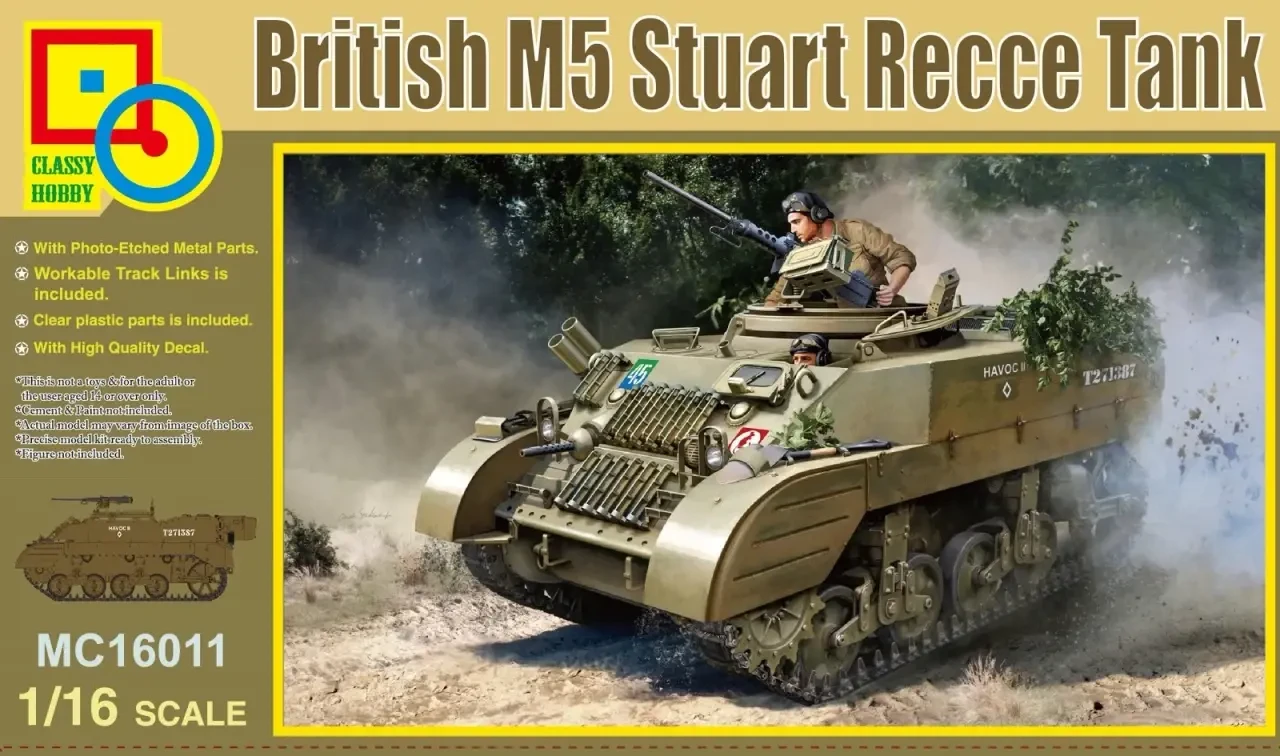 1/16 Classy Hobby British Stuart M5 Recce Tank Plastic Model Kit