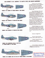 SFA35010s 1/350 Starfighter Decals - Hornet Air Goup 1942 Midway to Santa Cruz MMD Squadron