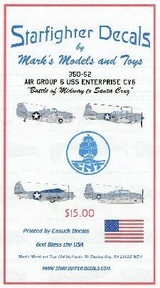 SFA35052s 1/350 Starfighter Decals - Air Group 6 USS Enterprise CV6 Battle of Midway to Santa Cruz for Merit Kit MMD Squadron