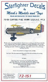 SFA72151 1/72 Starfighter Decals - Curtiss P-6E Hawk USAAC Part 3 Snow Owls MMD Squadron