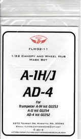 FLN-M32-11 1/32 Flying Leathernecks A-1H/J canopy wheel mask for Trumpeter MMD Squadron FLN-M32-11 1/32 Flying Leathernecks A-1H/J canopy wheel mask for Trumpeter MMD Squadron