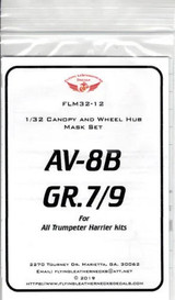 FLN-M32-12 1/32 Flying Leathernecks AV-8B Canopy/wheel mask for Trumpeter MMD Squadron FLN-M32-12 1/32 Flying Leathernecks AV-8B Canopy/wheel mask for Trumpeter MMD Squadron