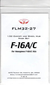 FLN-M32-27 1/32 Flying Leathernecks F-16A/C canopy/wheel mask for Hasegawa MMD Squadron FLN-M32-27 1/32 Flying Leathernecks F-16A/C canopy/wheel mask for Hasegawa MMD Squadron