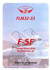 FLN-M32-33 1/32 Flying Leathernecks F-5F canopy/wheel mask for Kittyhawk  MMD Squadron FLN-M32-33 1/32 Flying Leathernecks F-5F canopy/wheel mask for Kittyhawk  MMD Squadron