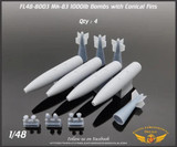 FLN-48-8003 1/48 Flying Leathernecks Mk-83 1000lb Bomb with Conical Fins MMD Squadron FLN-48-8003 1/48 Flying Leathernecks Mk-83 1000lb Bomb with Conical Fins MMD Squadron