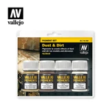 VJ73190 Vallejo 35ml Bottle Dust and Dirt Pigment Powder Set 4 Colors MMD Squadron